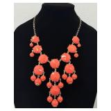 VTG Coral Beaded Bibt Necklace Gold