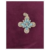 1.5" 925 Silver Cross & Flower Pendant
