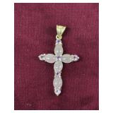 925 Silver Rose Quartz Gemstone Jewelry Cross 2"