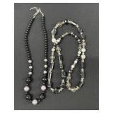 2 Black & Silver Beaded Necklaces