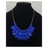 Blue Sapphire Teardrop Bubble Bib Necklace