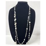 Avenue Long Silver Circle Necklace 20"