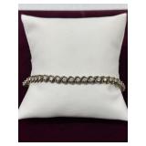 925 Two Tone Heart Prong Set CZ Tennis Bracelet