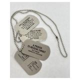 Four Silver Colored Dog Tags on Ball 10" Chain