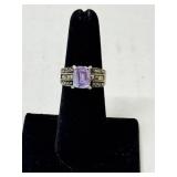 VTG 925 Silver Emerald Cut Ring Size 6.5