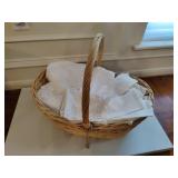 Wicker Basket With Various Table Linens& More