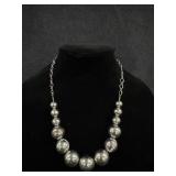 Silver Tone Ball Beaded Necklace