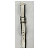 VTG White Stainless Steel Leather Watch