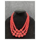 Vintage Peach-Pink Beaded Necklace