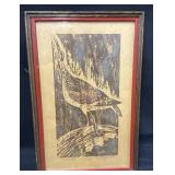 VTG Duck Print Framed 13 in x 21 in