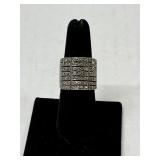 STERLING SILVER ART HEMATITE STONE RING  7.5