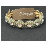 New Natasha Stretch Gold Tone Rhinestones Flower