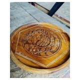 Wooden Round Hand Carved Trivet