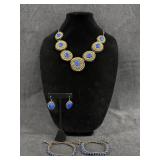(3) Pc, Blue & Gold Gone Necklace & More