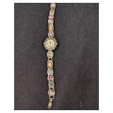 Faberge Silver Tone Watch,w/ Cameo, Rhinestones