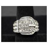 Premier Designs Rhinestone Buckle Ring Sz 8.5
