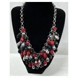 VTG Jules Silver Tone Shiny Red Black Fashion