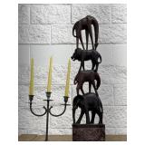 3 Candle Stand & 32" Tall Safari Decor