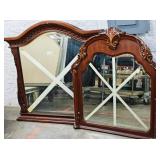 (2) Large Brown Framed Mirrors