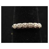 14K White Gold & Diamond Band Sz 7.75