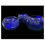 (3) Round Glass Vases CT Bauer School
