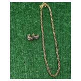 Costume Gold Necklace & Earrings Braided Style