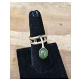 VTG Copper or Brass Ring with Green Stone