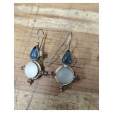VTG Moonstone Type Earrings Sterling Silver