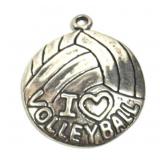 925 I Love Volleyball Silver Charm Approximately