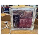 Faith Glass Home Decor With Lights 8"x3"x 8"