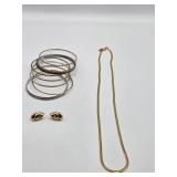 Monet Gold Tone Chain, (8) Stacking Bracelets &