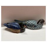 (2) VTG Wooden Blue Duck Decoys