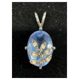 925, Vintage Oval Floral Pendant