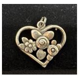 925, Heart Flower Pendant