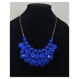 Blue Sapphire Teardrop Bubble Bib Necklace