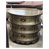 31.5"x26.5"x28" Oval Drum Table 3 Drawers looks