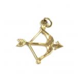 14K Yellow Gold Charm Bow and Arrow Pendant