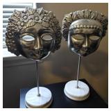 VTG Metal Mask Sculptures 13"