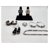 (3) Rings, (3) Prs Earrings + Bracelet