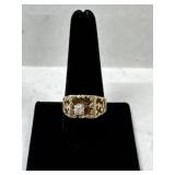 VTG 10k Gold Diamond Nugget Ring