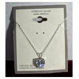 NEW 925, Silver Heart Cubic Zirconia Necklace