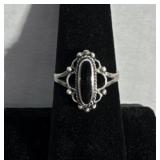 Sz: 7, Silver Black Onyx Ring
