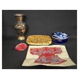 Metal Egyptian Vase, Hand Beaded Clutch & More NIP