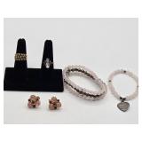 (3) Stacking Rings, Crystal Angel Ring, (2) L