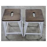 (2) 19" Wood & Metal Stools