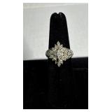 Sz:7, 925, Silver CZ Stones Ring MISSING ONE
