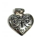 VTG Sterling Silver 925 Heart Cross Pendant .5"
