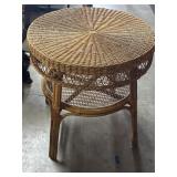 25"x26" Mid-20th Century Woven Wicker Rattan Round