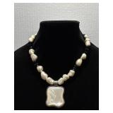 925, VTG Barse Silver & Mother Of Pearl Necklace