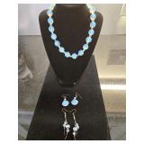Sterling, Possibly Opalite Necklace & Earrings
